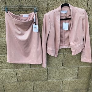 Calvin Klein Faux Suede Suit and Skirt 2 piece set